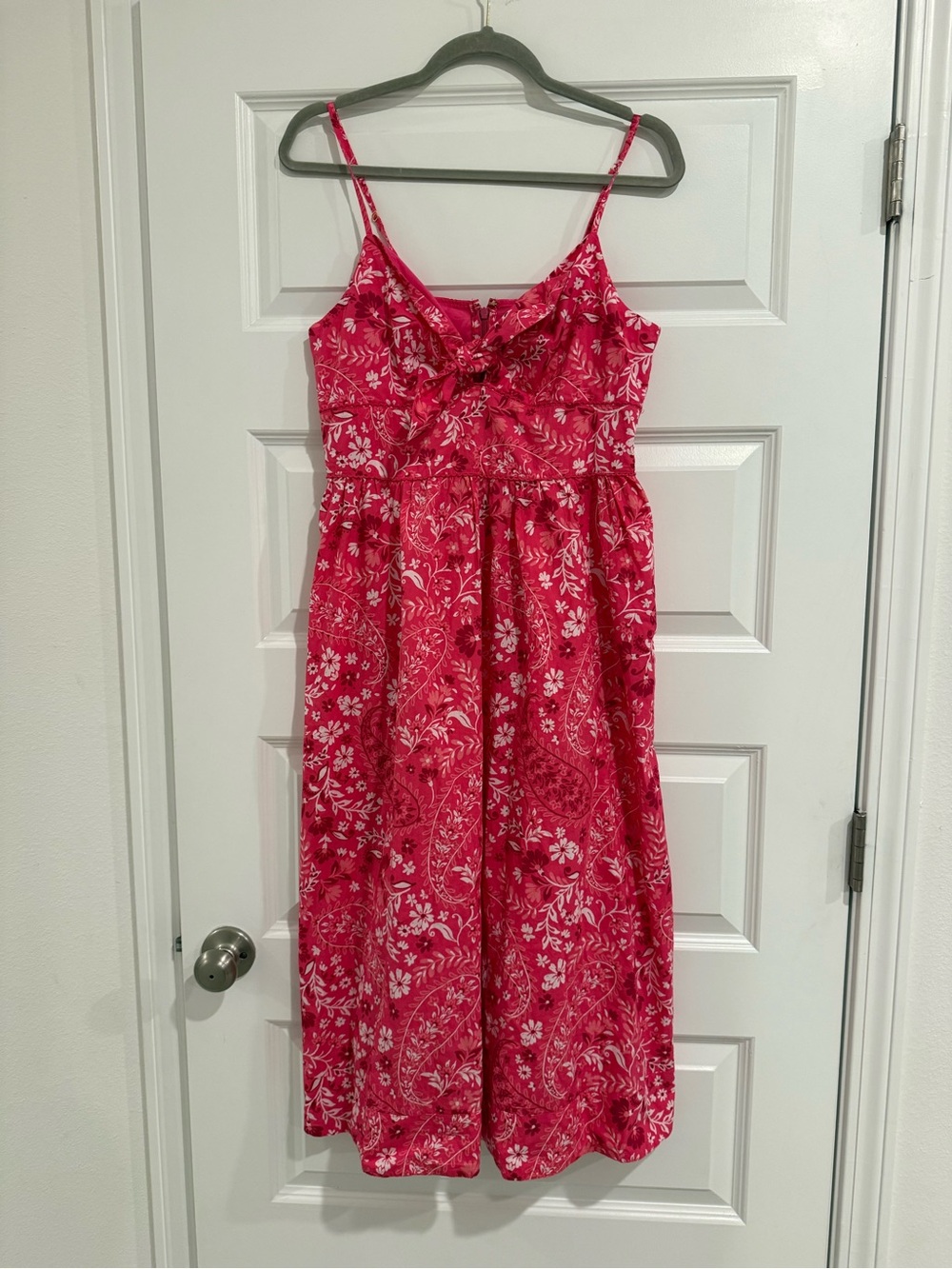 LOFT Pink Floral Paisley Spaghetti Strap MIDI Vacation Dress